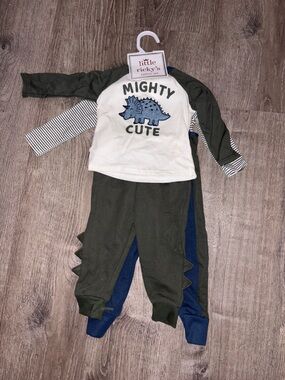 Mighty Cute Dinosaur 3-Piece Baby Outfit - Olive & Navy
